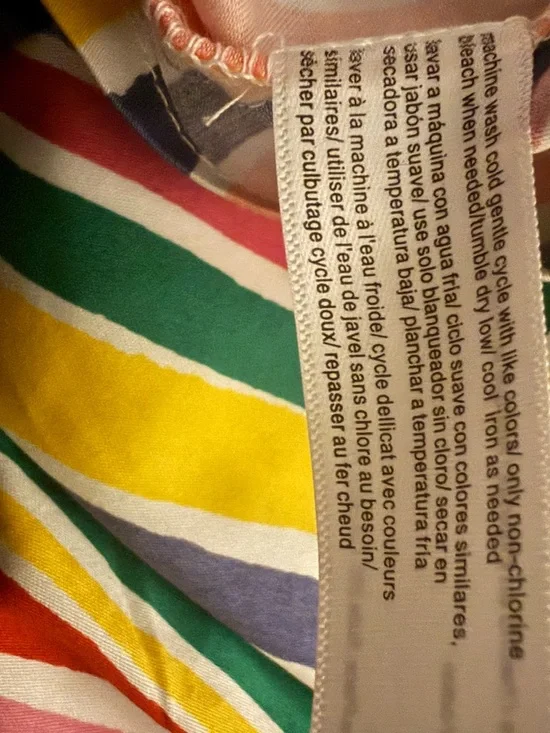 Eloquii Striped Off-Shoulder Mini Dress in Pink, Yellow, Blue & Green - Picture 8 of 8